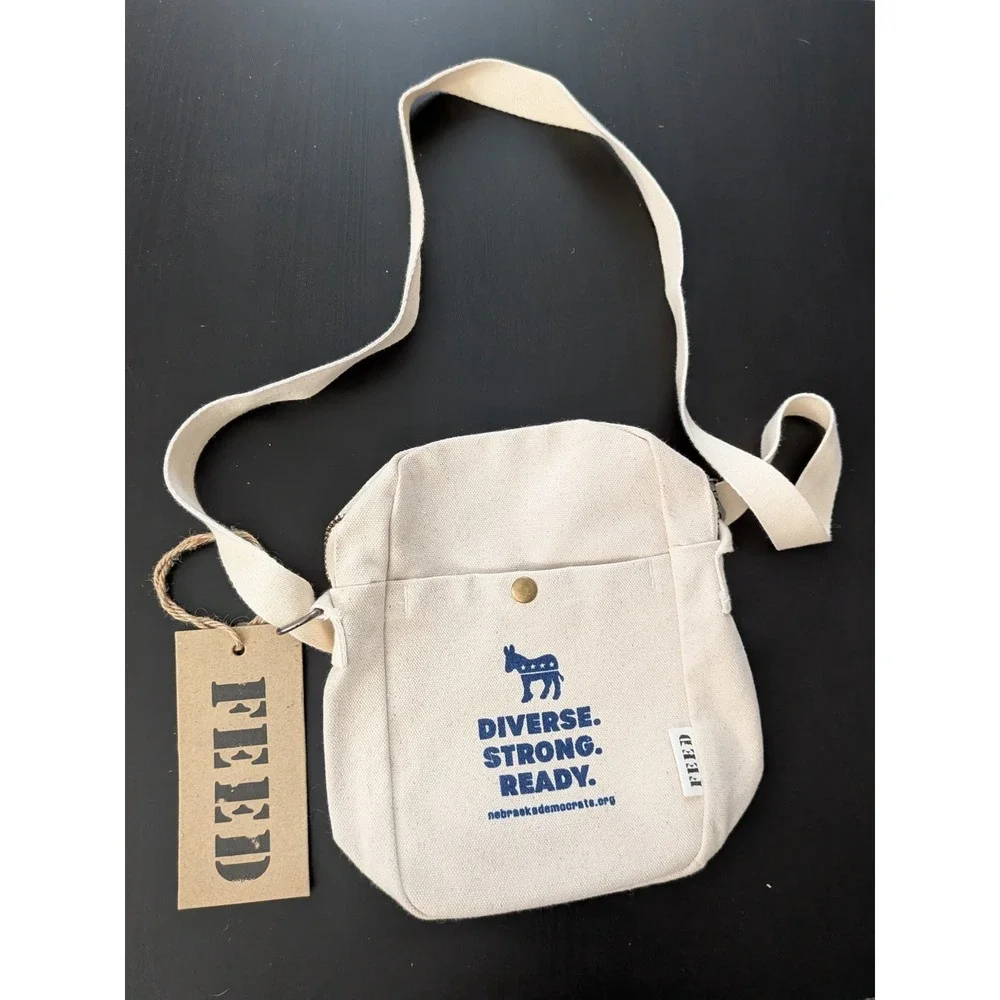 FEED Brand - Crossbody Canvas Bag - Nebraska Democrats NWT 8